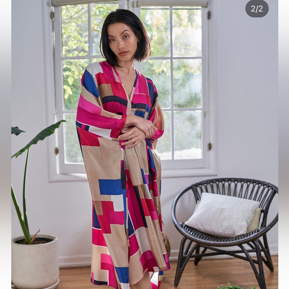 Ocean+Main Mondrian Style Silk Caftan